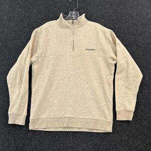 Columbia Hart Mountain II Sweater Men's Medium Beige Pullover 1/4 Zip Fleece